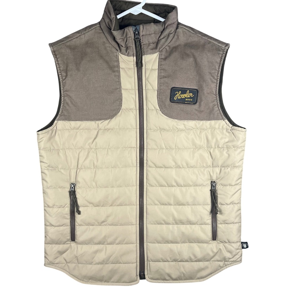 Howler Brothers Merlin Vest Mens Small Tan Brown Quilted Packable Puffer Vest